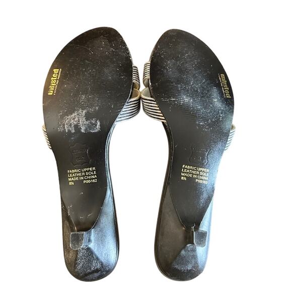 Unlisted Black & Silver Striped Knot Slip-On Kitten Heel Sandals – Size 8.5 - Picture 6 of 7